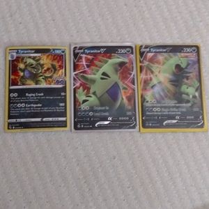 POKEMON-Tyranitar trio holographic cards. Perfect condition. Tyranitar V's , ect
